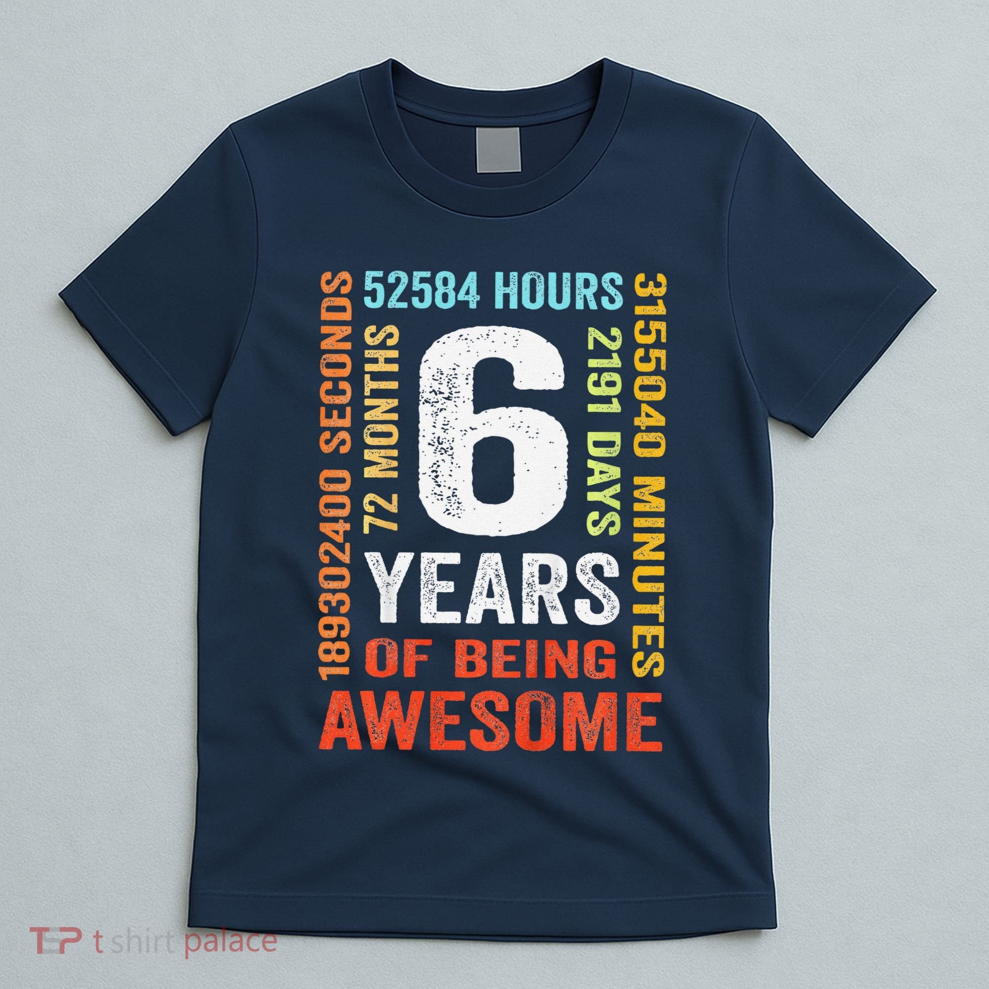 6th Birthday 6 Years Old Vintage Retro 72 Months T-Shirt