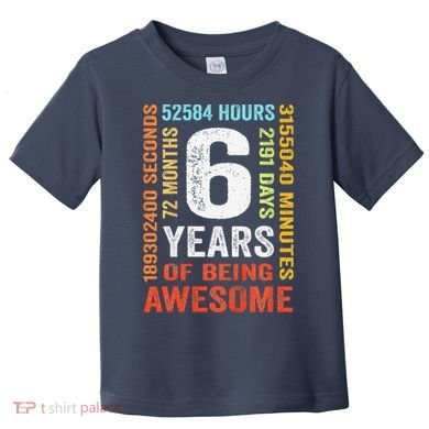6th Birthday 6 Years Old Vintage Retro 72 Months Toddler T-Shirt