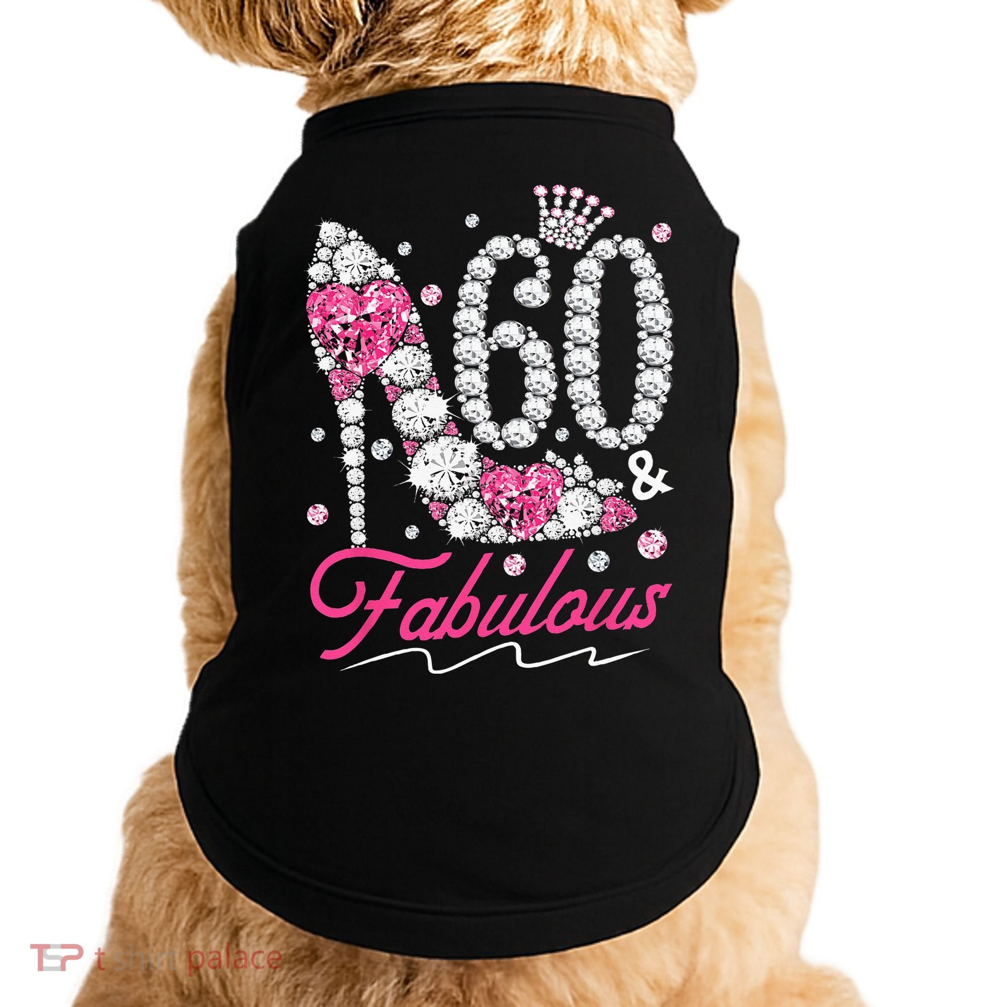 60th Birthday 60 & Fabulous Pink 60 Years Old Diamond Shoes Doggie Tank