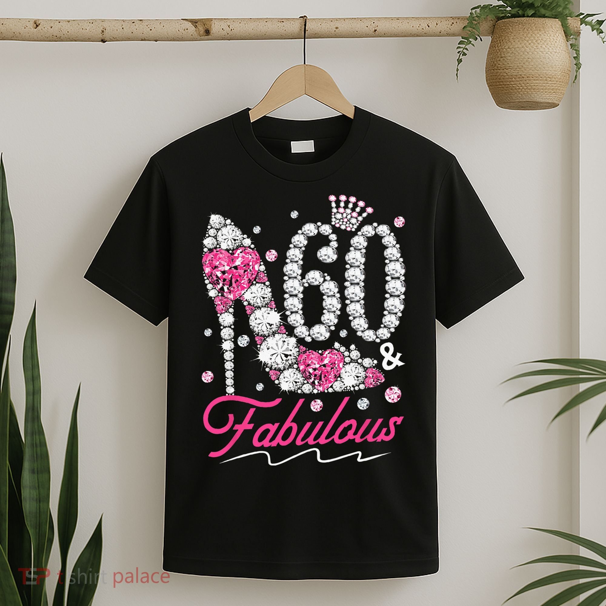 60th Birthday 60 & Fabulous Pink 60 Years Old Diamond Shoes T-Shirt