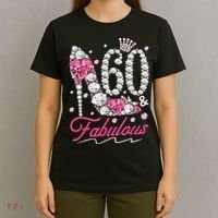 60th Birthday 60 & Fabulous Pink 60 Years Old Diamond Shoes T-Shirt thumb 4