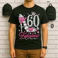 60th Birthday 60 & Fabulous Pink 60 Years Old Diamond Shoes T-Shirt thumb 6