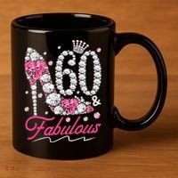 60th Birthday 60 & Fabulous Pink 60 Years Old Diamond Shoes 11oz C Handle Ceramic Mug thumb 3