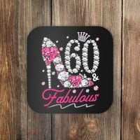 60th Birthday 60 & Fabulous Pink 60 Years Old Diamond Shoes Coaster thumb 0