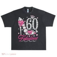 60th Birthday 60 & Fabulous Pink 60 Years Old Diamond Shoes Urban Oversized Heavyweight T-Shirt thumb 0