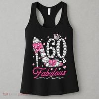 60th Birthday 60 & Fabulous Pink 60 Years Old Diamond Shoes Women's Tank Top thumb 3