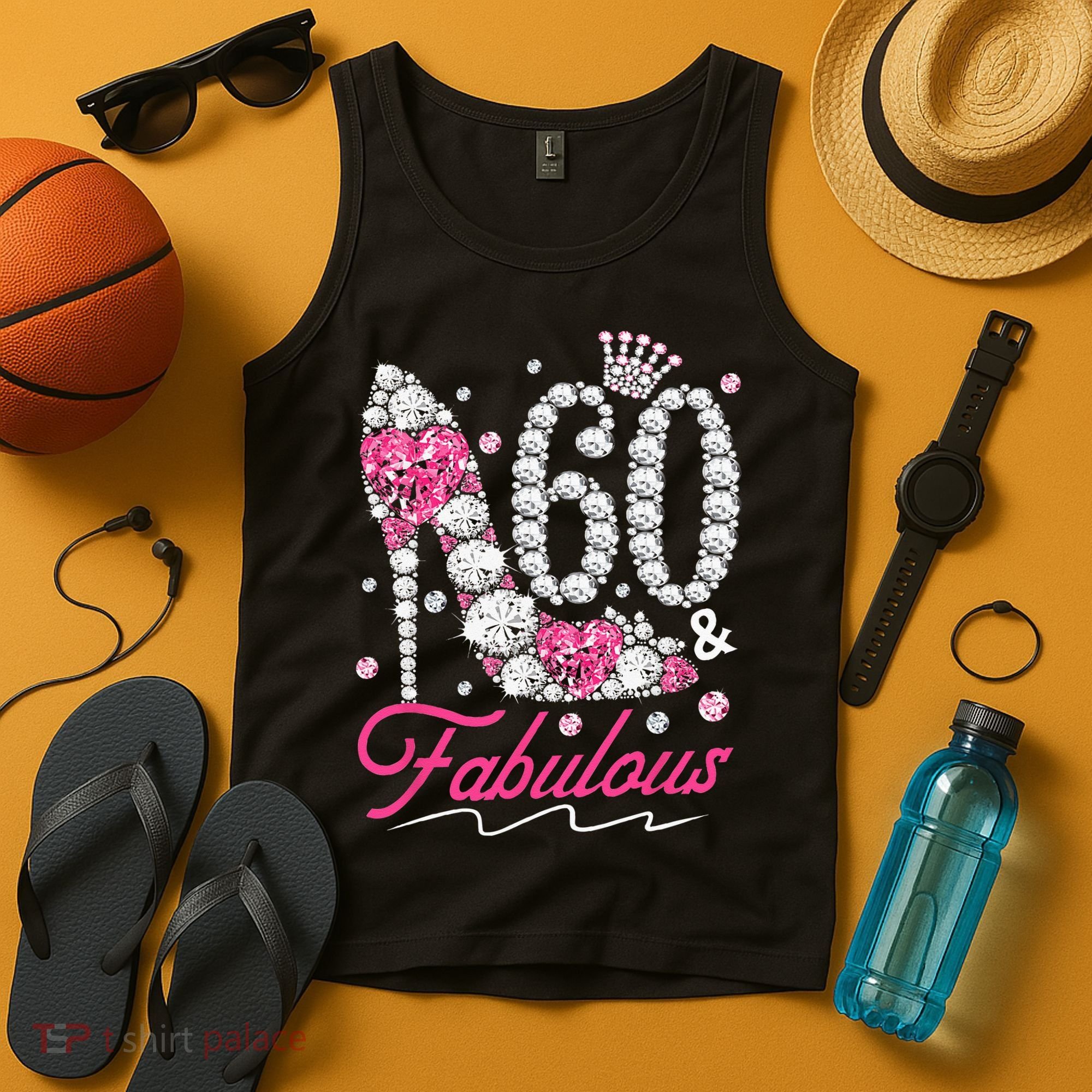 60th Birthday 60 & Fabulous Pink 60 Years Old Diamond Shoes Tank Top