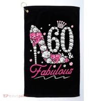 60th Birthday 60 & Fabulous Pink 60 Years Old Diamond Shoes Golf Towel thumb 0
