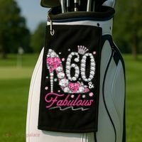 60th Birthday 60 & Fabulous Pink 60 Years Old Diamond Shoes Golf Towel thumb 2