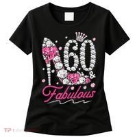 60th Birthday 60 & Fabulous Pink 60 Years Old Diamond Shoes Women's T-Shirt thumb 0