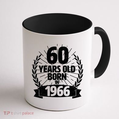 60th Birthday 60 Years Old Born In 1966 Wreath Banner  Coffee Mug back