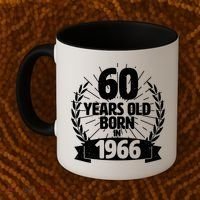 60th Birthday 60 Years Old Born In 1966 Wreath Banner  Coffee Mug thumb 2