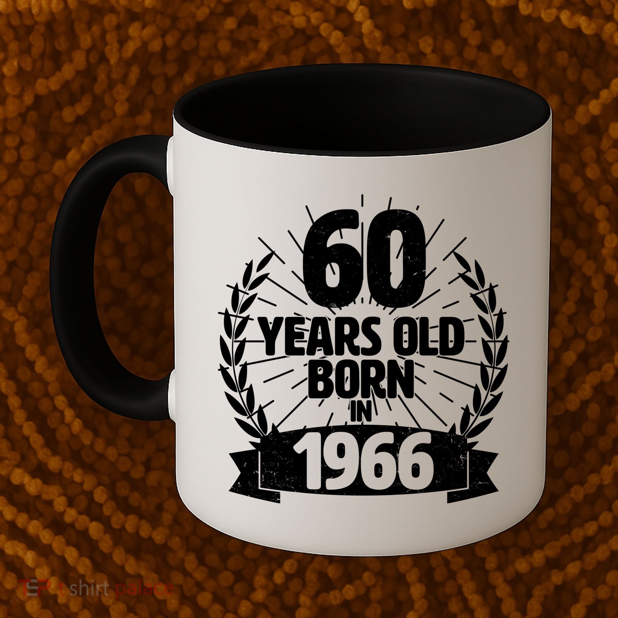 60th Birthday 60 Years Old Born In 1966 Wreath Banner  Coffee Mug