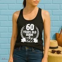 60th Birthday 60 Years Old Born In 1966 Wreath Banner  Women's Tank Top thumb 2
