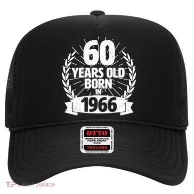60th Birthday 60 Years Old Born In 1966 Wreath Banner  Hat
