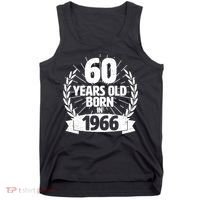 60th Birthday 60 Years Old Born In 1966 Wreath Banner  Tank Top thumb 0