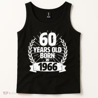 60th Birthday 60 Years Old Born In 1966 Wreath Banner  Tank Top thumb 2