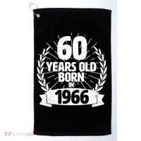 60th Birthday 60 Years Old Born In 1966 Wreath Banner  Golf Towel thumb 0