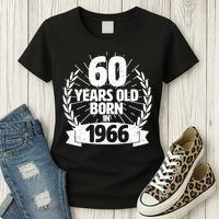 60th Birthday 60 Years Old Born In 1966 Wreath Banner  Women's T-Shirt thumb 3