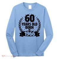 60th Birthday 60 Years Old Born In 1966 Wreath Banner  Long Sleeve Shirt thumb 0