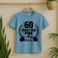 60th Birthday 60 Years Old Born In 1966 Wreath Banner  T-Shirt thumb 2