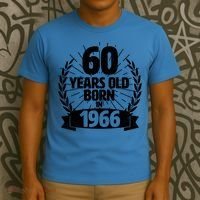 60th Birthday 60 Years Old Born In 1966 Wreath Banner  T-Shirt thumb 3