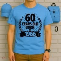 60th Birthday 60 Years Old Born In 1966 Wreath Banner  T-Shirt thumb 5