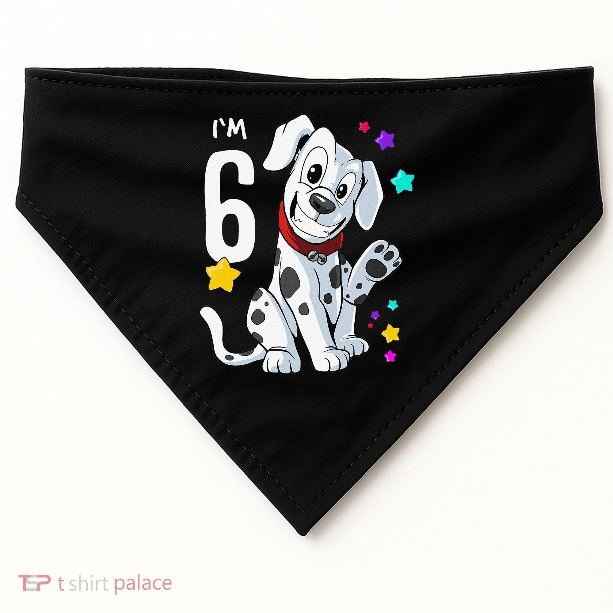 6th Birthday 6 Year Old Dalmatian USA-Made Doggie Bandana