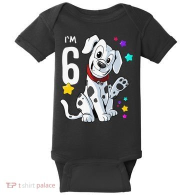6th Birthday 6 Year Old Dalmatian Baby Bodysuit