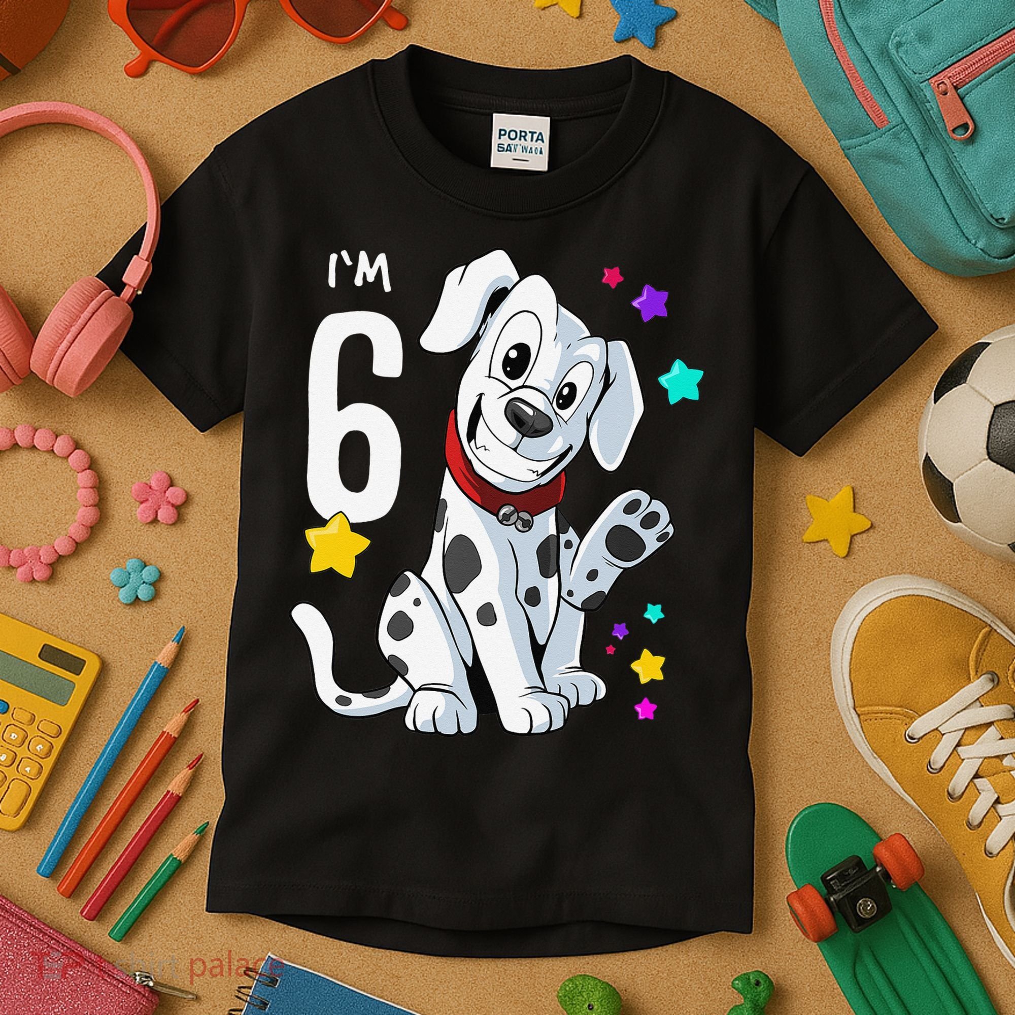 6th Birthday 6 Year Old Dalmatian Kids T-Shirt