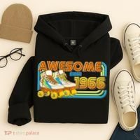 60th Birthday Awesome Since 1966 Retro Roller Skates  Hoodie thumb 4