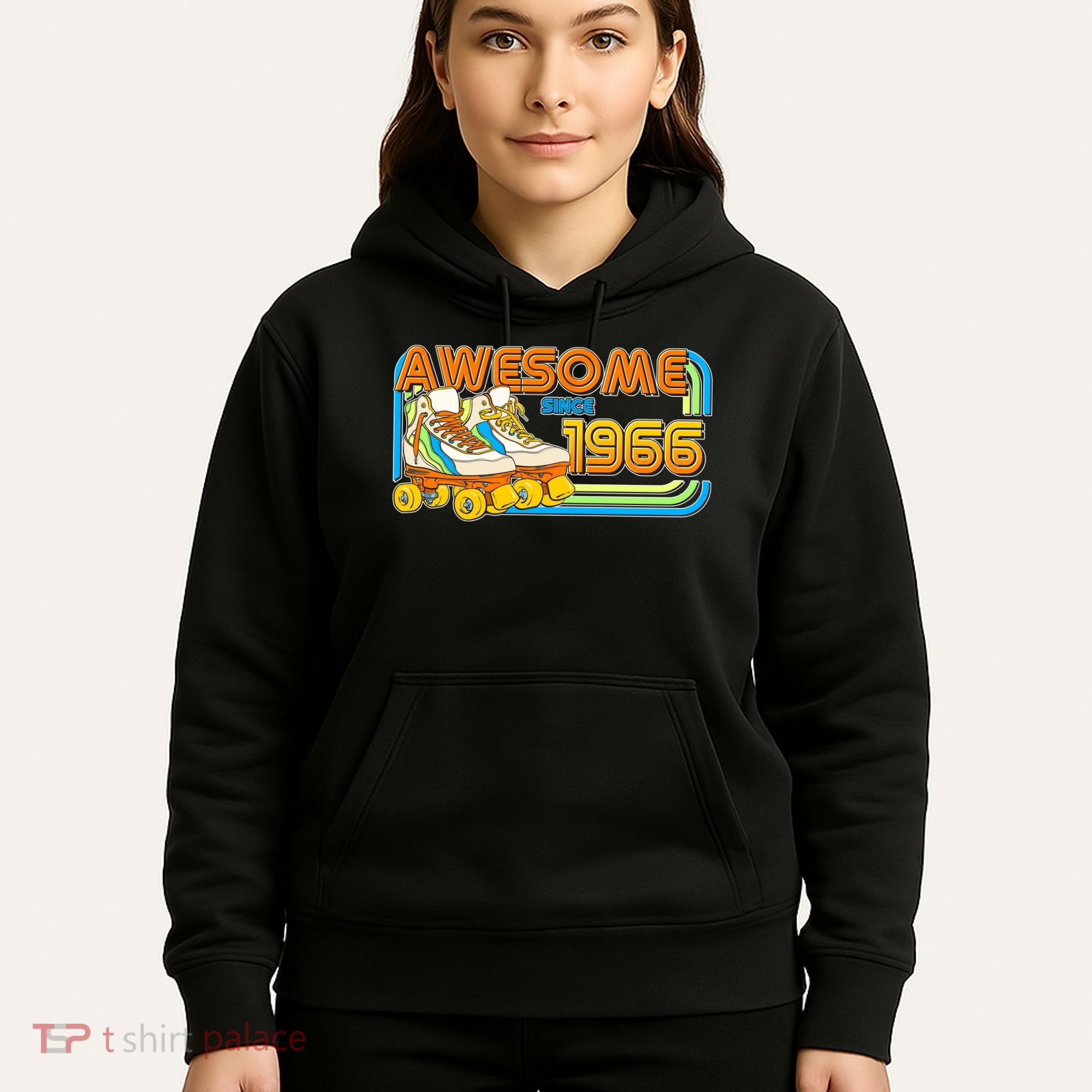 60th Birthday Awesome Since 1966 Retro Roller Skates  Hoodie