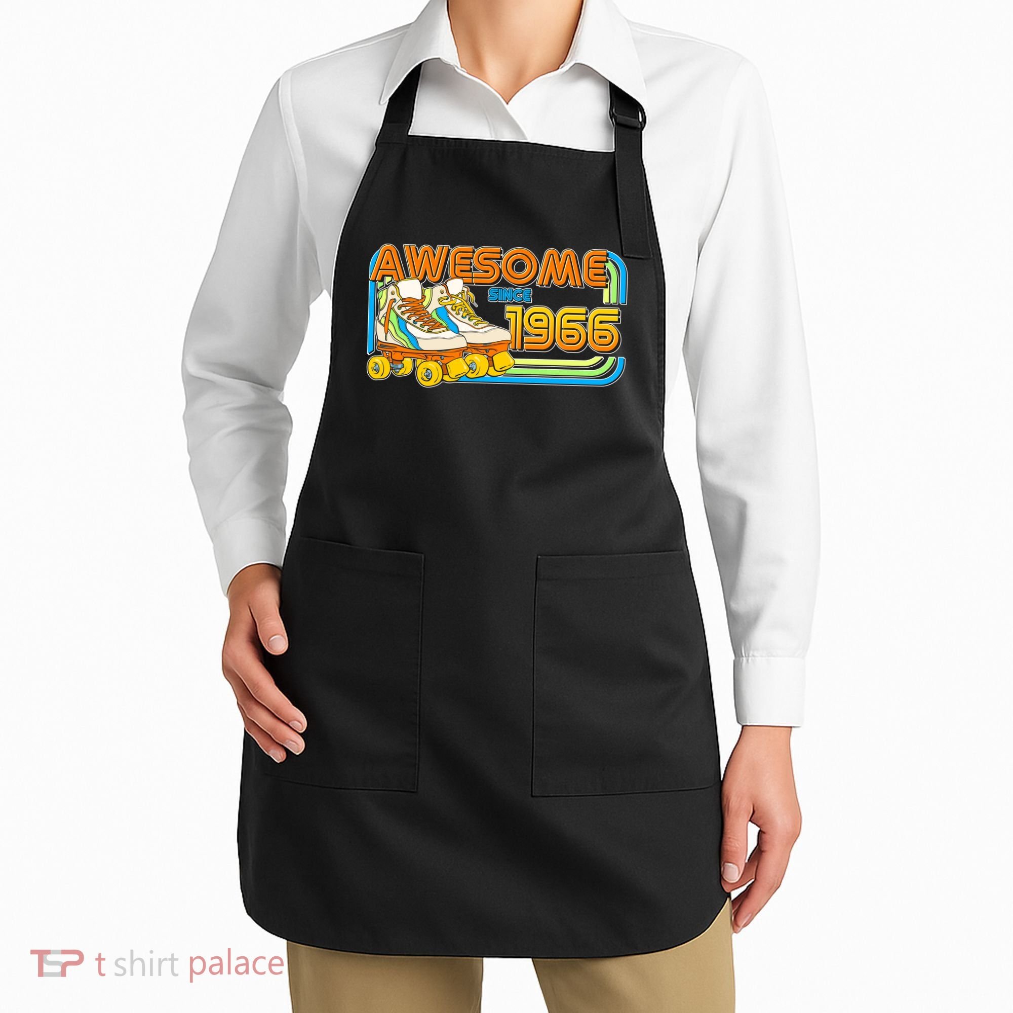 60th Birthday Awesome Since 1966 Retro Roller Skates  Apron