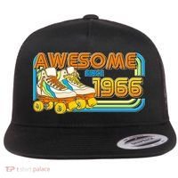 60th Birthday Awesome Since 1966 Retro Roller Skates  Flat Bill Trucker Hat thumb 0