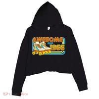 60th Birthday Awesome Since 1966 Retro Roller Skates  Crop Fleece Hoodie thumb 0