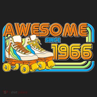 60th Birthday Awesome Since 1966 Retro Roller Skates  Crop Fleece Hoodie