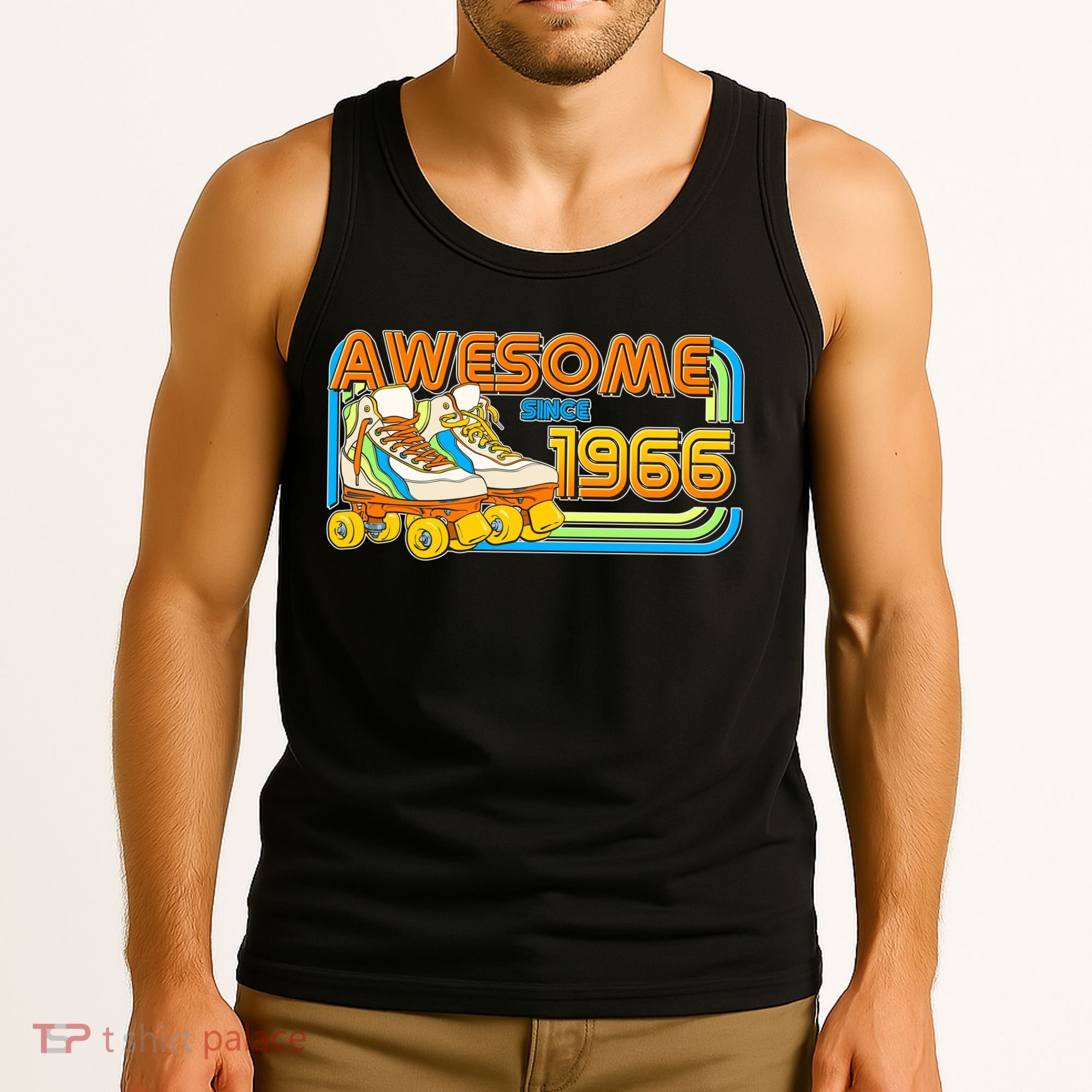 60th Birthday Awesome Since 1966 Retro Roller Skates  Tank Top
