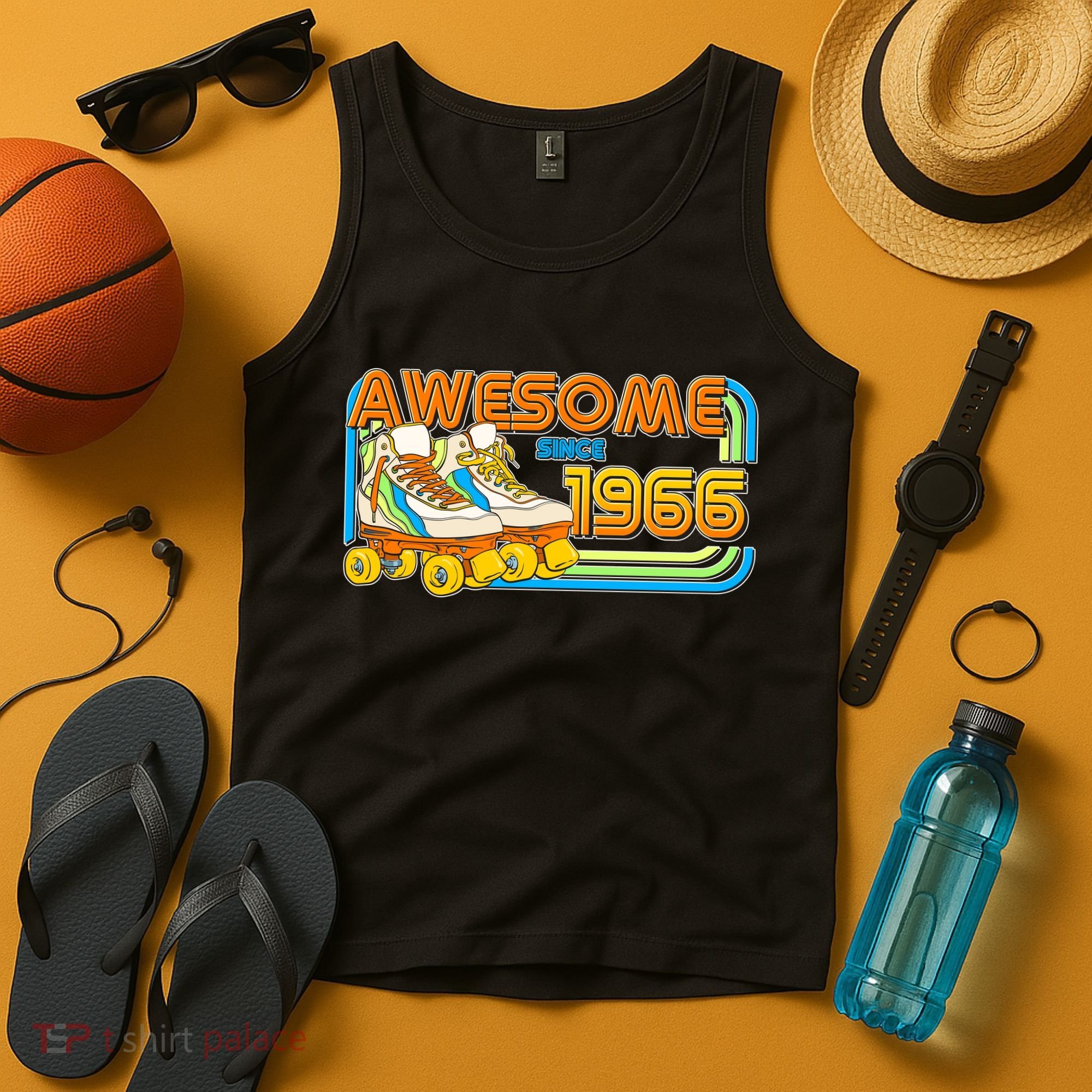 60th Birthday Awesome Since 1966 Retro Roller Skates  Tank Top