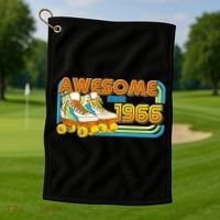 60th Birthday Awesome Since 1966 Retro Roller Skates  Golf Towel thumb 1