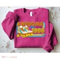 60th Birthday Awesome Since 1966 Retro Roller Skates  Sweatshirt thumb 2