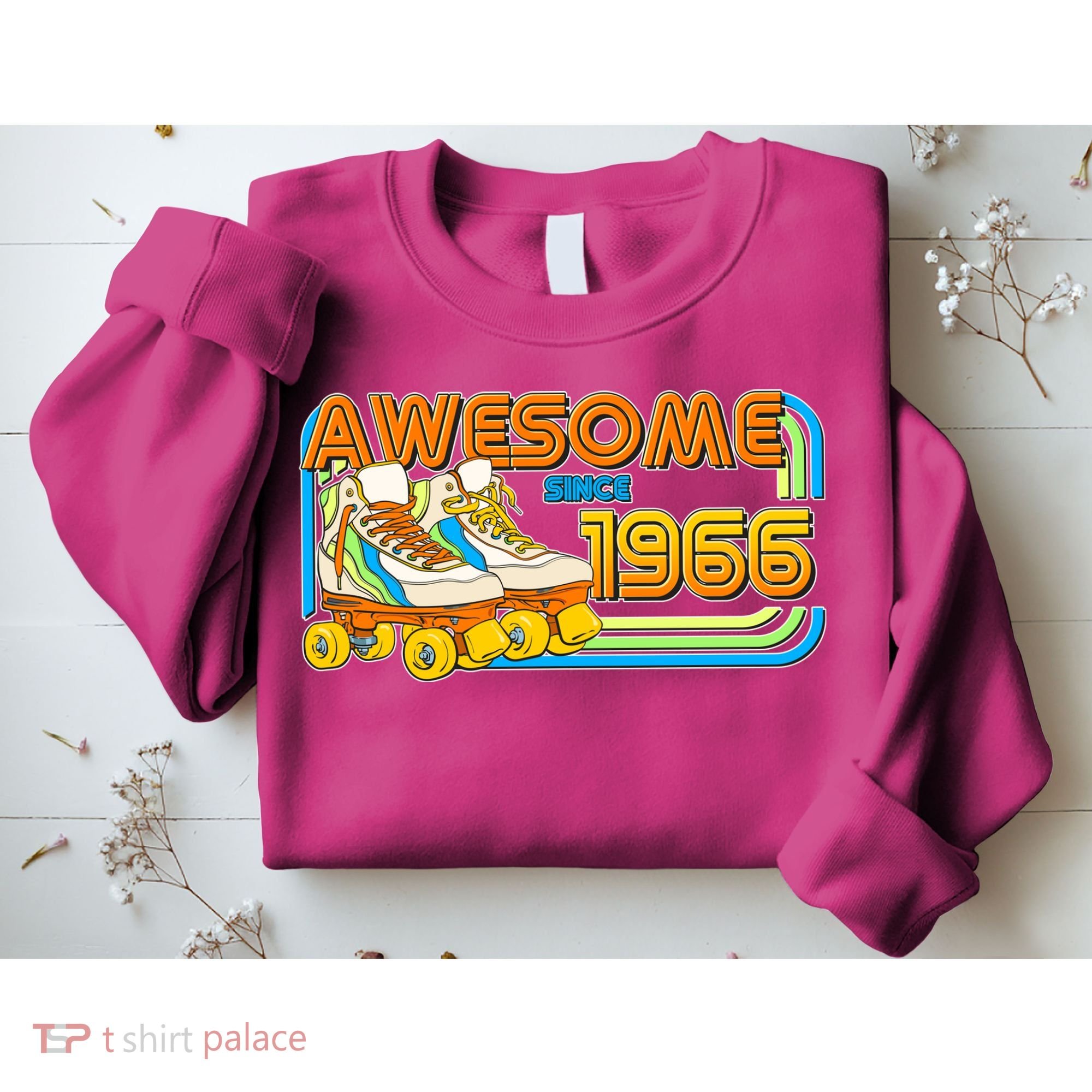 60th Birthday Awesome Since 1966 Retro Roller Skates  Sweatshirt