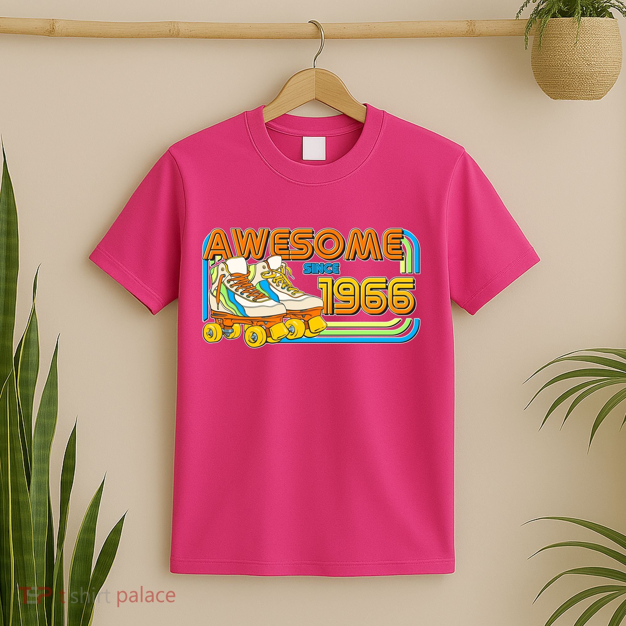60th Birthday Awesome Since 1966 Retro Roller Skates  T-Shirt