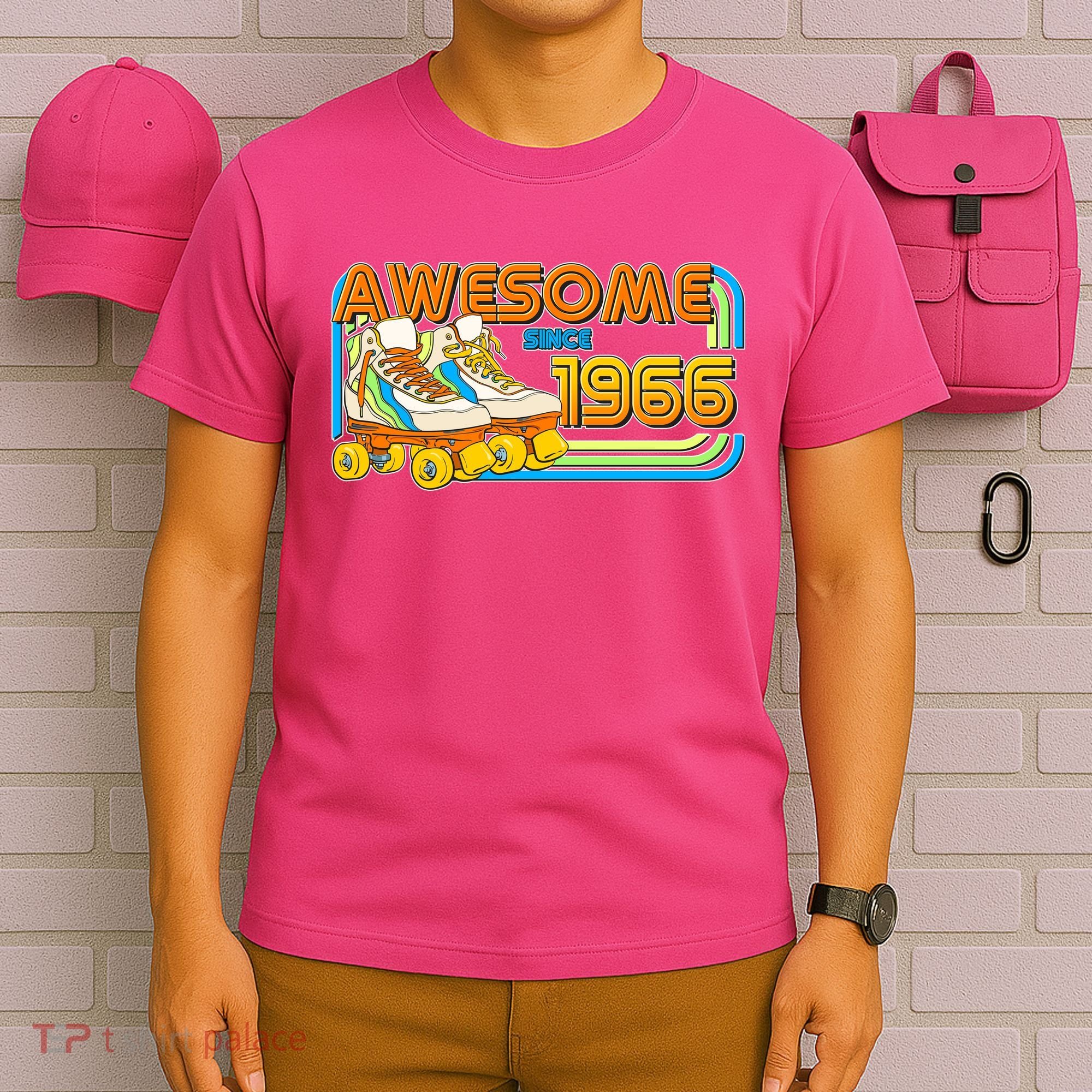 60th Birthday Awesome Since 1966 Retro Roller Skates  T-Shirt