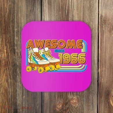 60th Birthday Awesome Since 1966 Retro Roller Skates  Coaster