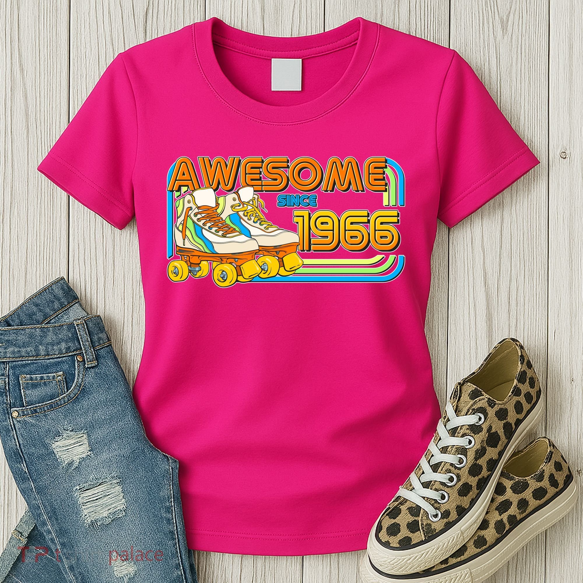 60th Birthday Awesome Since 1966 Retro Roller Skates  Women's T-Shirt