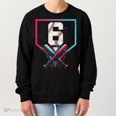 6th Birthday Baseball Home Plate Drip Ice Cream Sprinkle Gift Women's Sweatshirt