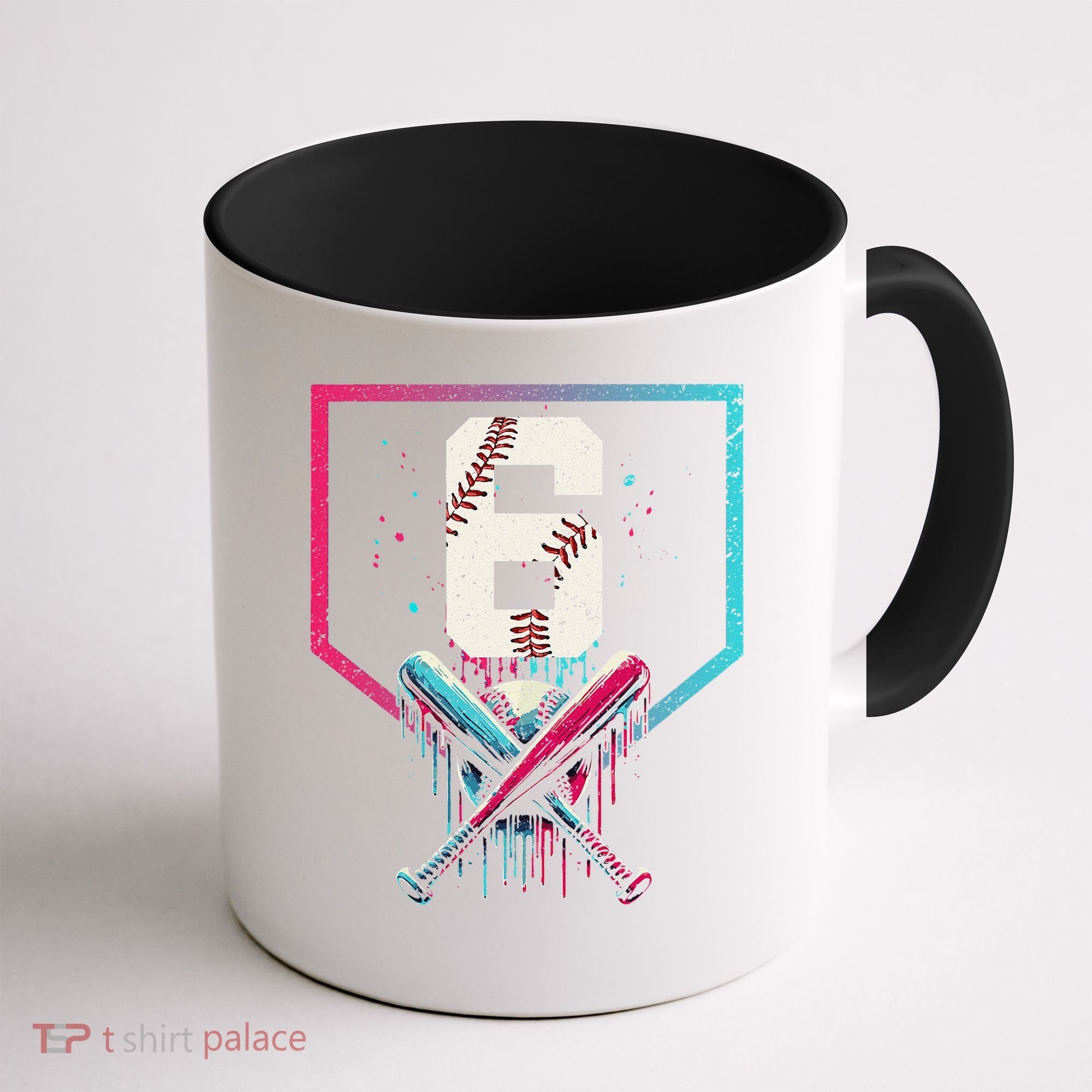 6th Birthday Baseball Home Plate Drip Ice Cream Sprinkle Gift Coffee Mug