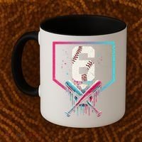 6th Birthday Baseball Home Plate Drip Ice Cream Sprinkle Gift Coffee Mug thumb 2