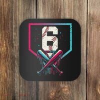 6th Birthday Baseball Home Plate Drip Ice Cream Sprinkle Gift Coaster thumb 0