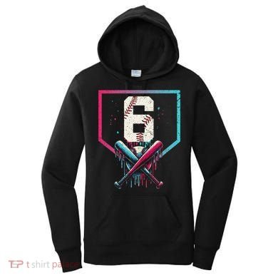 6th Birthday Baseball Home Plate Drip Ice Cream Sprinkle Gift Women's Hoodie